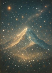 Fototapeta premium Majestic mountain under starlit sky.