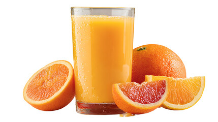 Refreshing Orange Juice Glass and Oranges