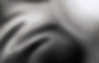 Grey black white glowing abstract gradient shape on black grainy background minimal header cover poster design copy space