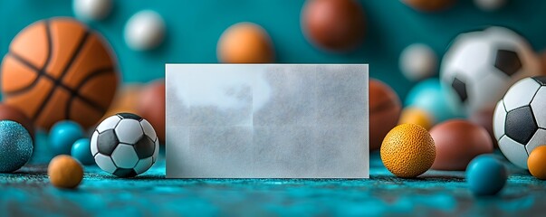 Sports equipment and a blank gift card for Father s Day