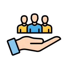 Team Support Hand Care Icon Cut Out PNG.