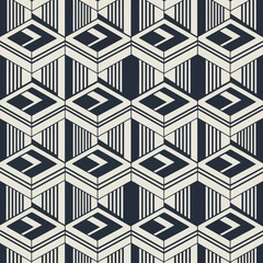 Vector illustration of abstract geometric pattern with interlocking shapes and lines in a modern art deco style, creating a striking visual design