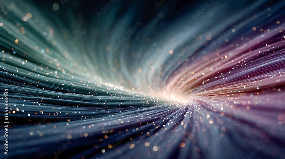 Aufkleber a cosmic scene with streams of light that radiate from the center, creating an explosion or rapid mo