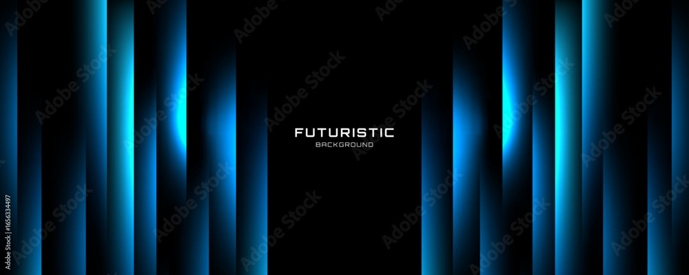 Poster blue black techno abstract background overlap layer on dark space with vertical lines effect decorat