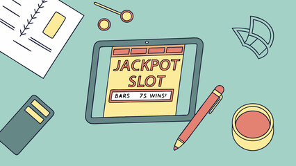 Digital Jackpot Slot Machine Displaying Bars 7s Wins Message.