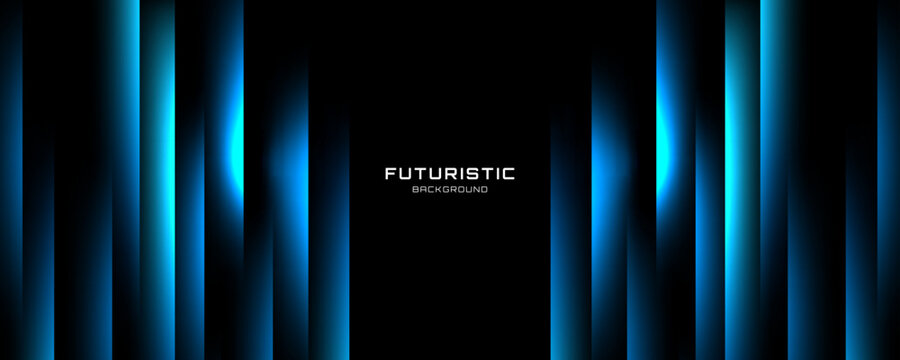 Blue black techno abstract background overlap layer on dark space with vertical lines effect decoration. Modern graphic design element glowing style concept for web, art, flyer, card or brochure cover