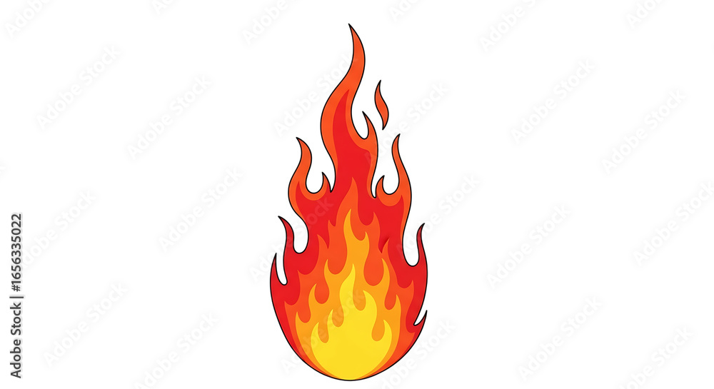 Poster bright and vibrant flame illustration isolated on a transparent background suitable for various desi