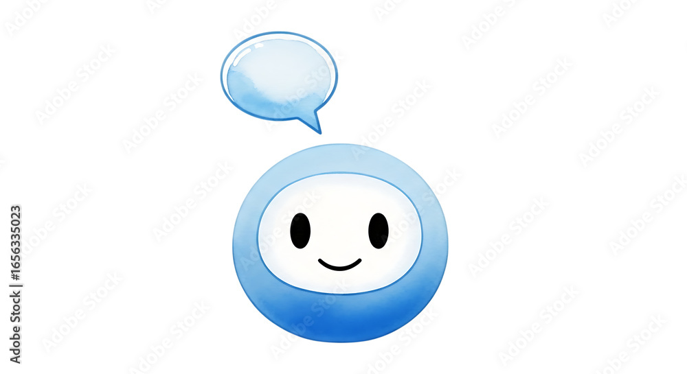 Poster Friendly blue character with speech bubble isolated on transparent background perfect for various uses