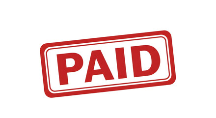 Bold red paid stamp isolated on a transparent background for easy integration into various designs and documents