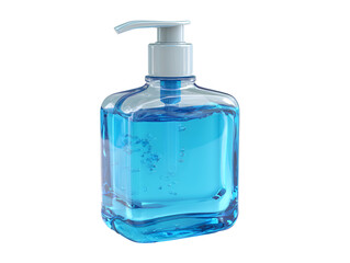Blue hand sanitizer bottle pump dispenser hygiene clean