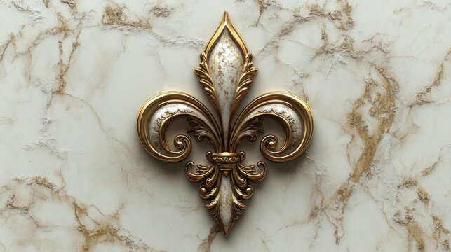 Ornate Fleur-de-lis on Marble - Powered by Adobe