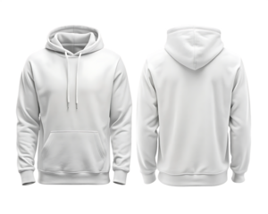 Blank White Hoodies Back and Front Views for Apparel Design isolated on white background ,PNG.AI Generated.