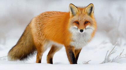 Fototapeta premium A clean and professional visual presentation swift and red: winter's carnival of land predators - foxes and dholes - in wild canine majesty.
