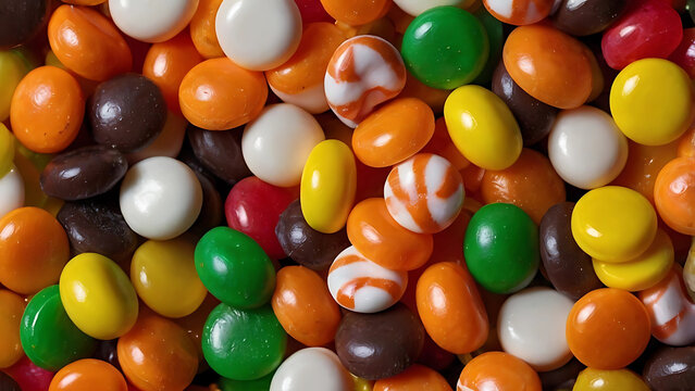 Halloween Candy Mix Background, Colorful Close Up - Powered by Adobe