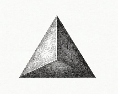 Equilateral Triangle Vintage Engraving Illustration with Three Same Side Lines