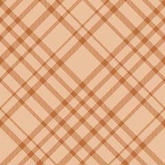 Diagonal Brown and Beige Plaid Pattern - Seamless Classic Checkered Textile Background for Cozy Design