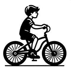 Naklejka premium Boy on Bicycle | Simple Outline
