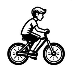 Naklejka premium Boy on Bicycle | Simple Outline