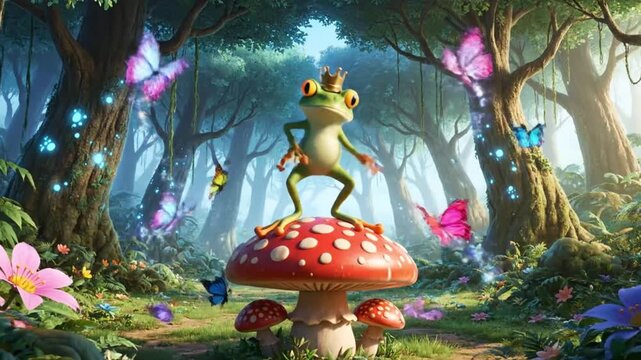 magical frog prince mushroom fantasy world