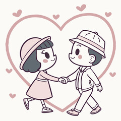 Couple Exchanging Love Letters - Cute Vector Art