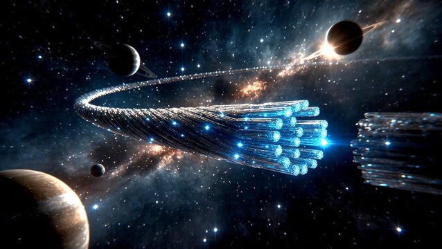 spaceship and planet