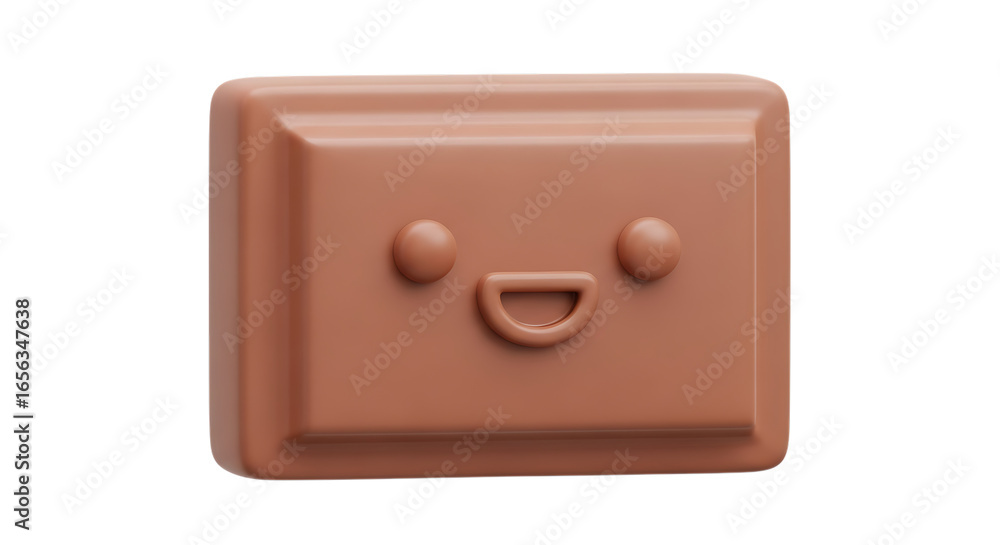 Poster cute chocolate bar with a smiling face isolated on a transparent background in png format