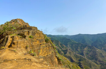 Beautiful view on mountain landscape of Anaga Rural Park from viewpoint Chinamada, Tenerife,Canary Islands,Spain.