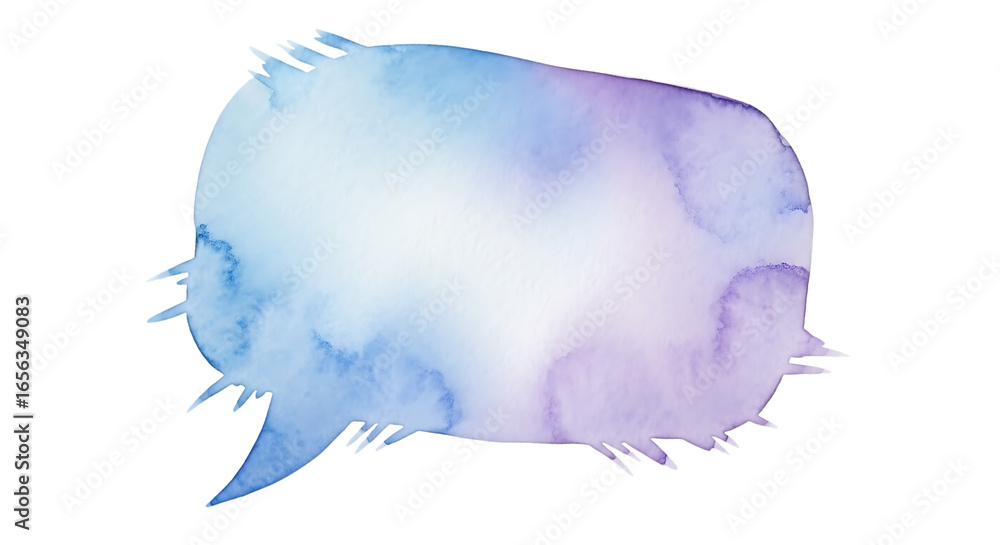 Poster colorful watercolor speech bubble with soft gradients on transparent background for design projects