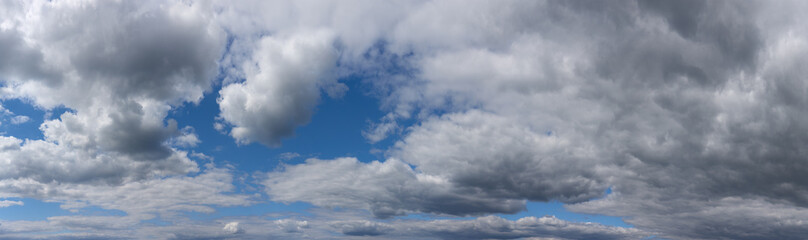 Panorama blue sky and clouds with daylight natural background. Dramatic contrasting sky