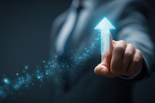 Up skill and personal development concept. employee pointing arrow to upskill or reskill, kill training, education, learning, ability, knowledge and competency for digital transformation