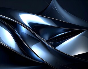 Abstract Metallic Curves Chrome Surface Background Wallpaper Design