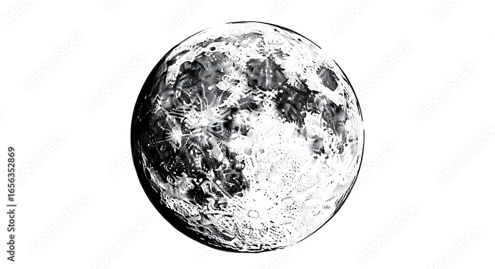 Poster realistic depiction of a full moon isolated on a transparent background ready for diverse uses in de