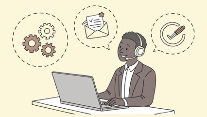 Smiling Customer Service Representative Working on Laptop 8.