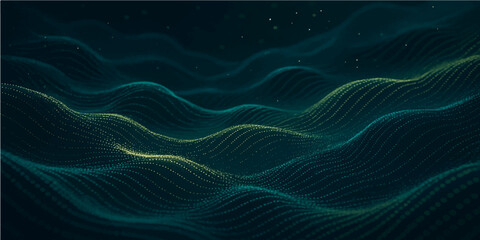Fototapeta premium Abstract blue digital background with futuristic lines and light wave design