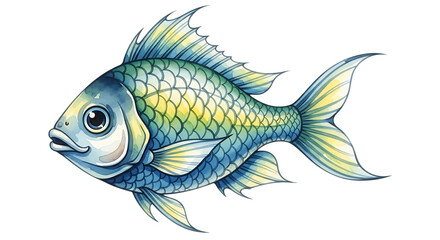 Colorful fish with detailed scales swimming in clear water, isolated on transparent background