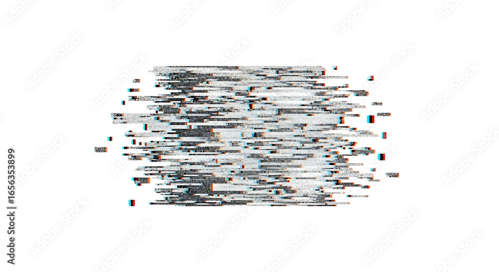 Poster glitchy abstract pattern with horizontal distortion on a transparent background for graphic design u