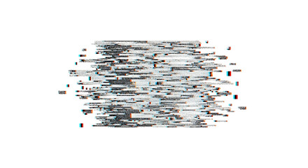 Glitchy abstract pattern with horizontal distortion on a transparent background for graphic design use