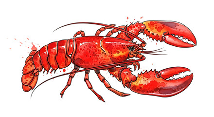 Bright red lobster illustration with detailed features and transparent background in high-quality PNG format