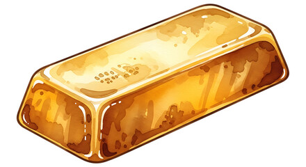 Gold ingot isolated on a transparent background showcasing its lustrous appearance and sturdy structure