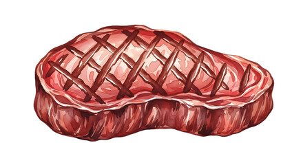 Realistic grilled steak illustration isolated on a transparent background for culinary design projects