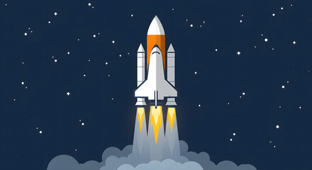 Blast off: A symbolic depiction of a rocket launching into the vast expanse of space. The illustration evokes a sense of adventure, exploration, and limitless possibilities.