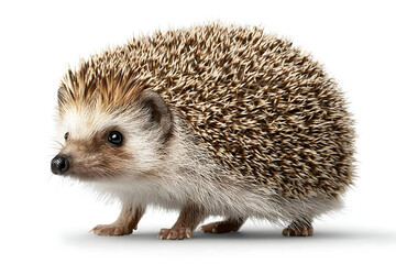 Fototapeta premium A charming hedgehog poses in a delightful manner, showcasing its distinctive spiny coat and curious expression, perfect for animal lover imagery.