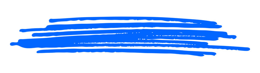 Blue hand-drawn scribble underline lines.