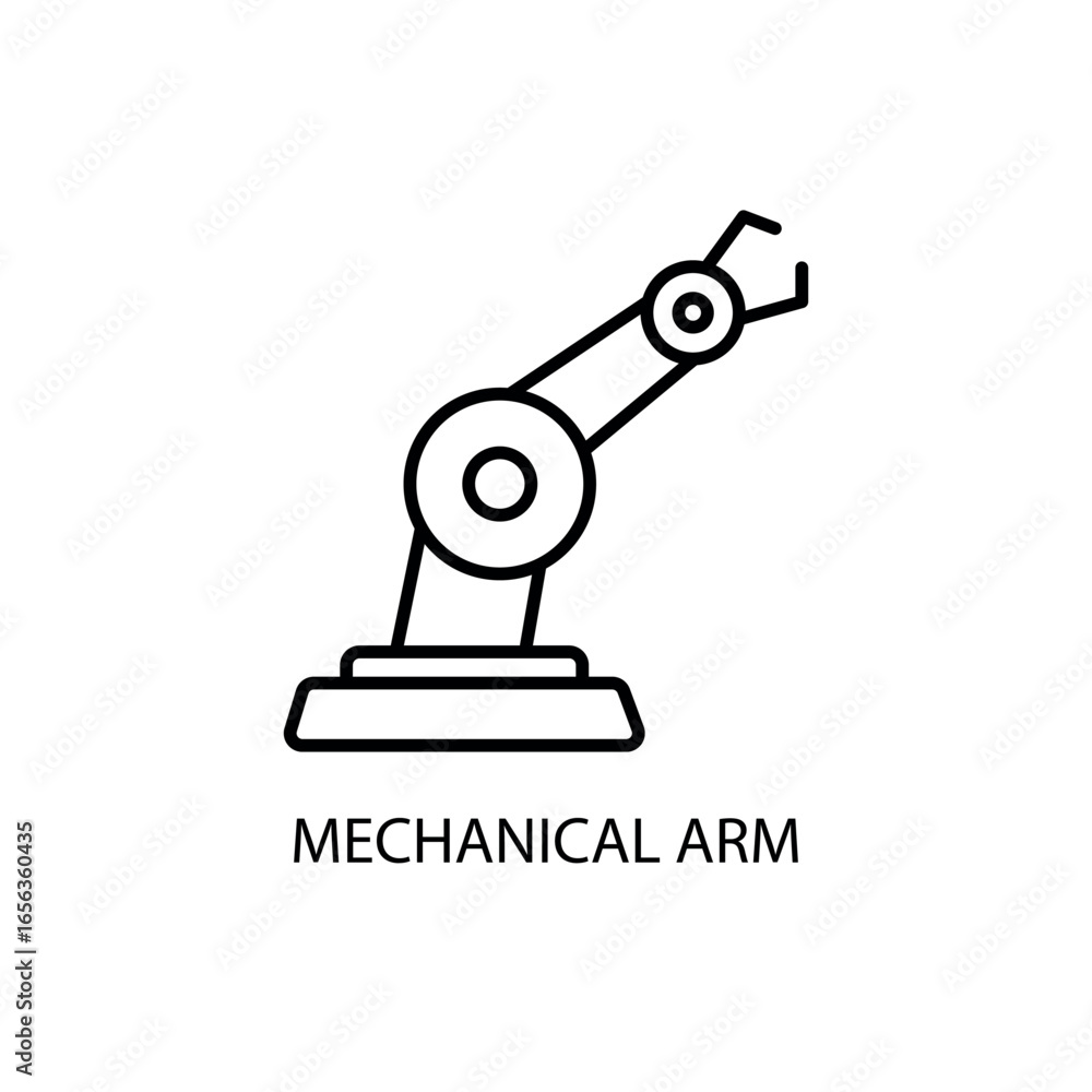 Poster industrial robotic arm linear icon. thin line illustration. robot hand. contour symbol. vector isola