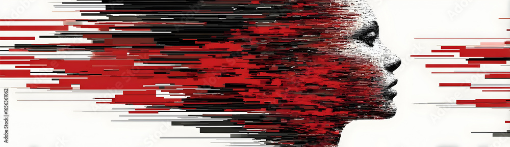 Poster a conceptual artwork illustrating the dynamic nature of thoughts and emotions, blending human expres