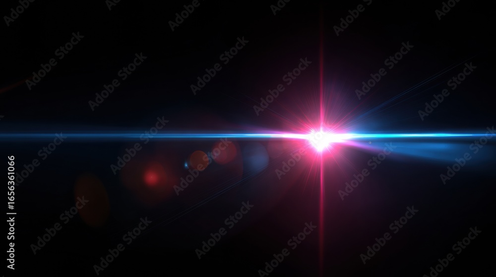 Poster vibrant lens flare bursts across dark background, creating stunning visual effect with bright colors