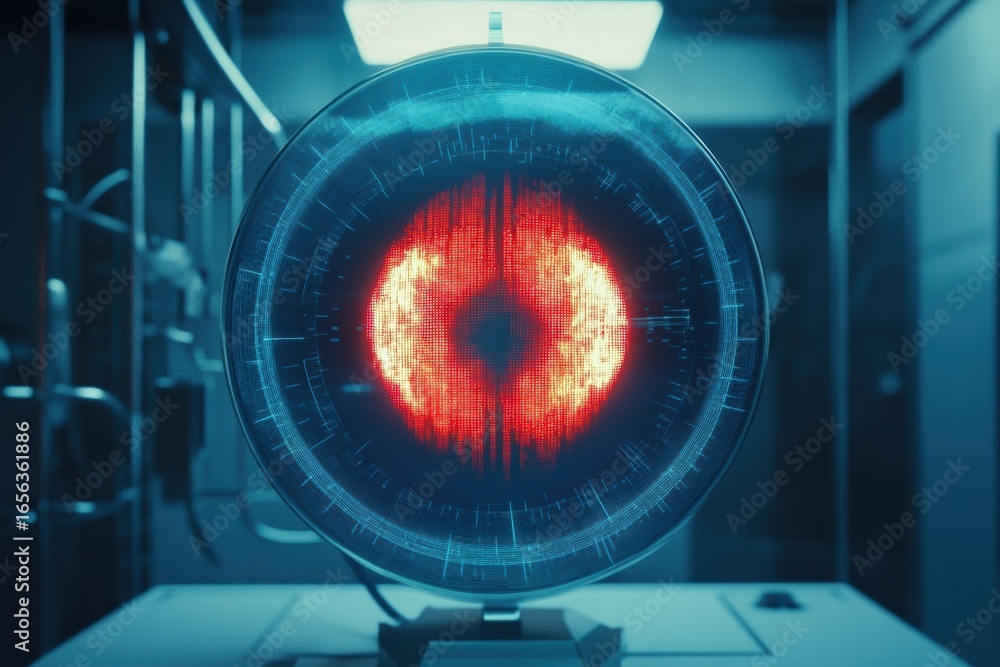Aufkleber biometric scanning animation showing advanced retina recognition technology in a secure lab