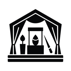 Vector art of stage with curtains, spotlight, and props, symbolizing performance, theater, or magic