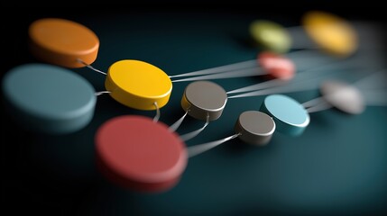 Réseau de connexions avec nœuds colorés reliés par des lignes