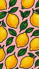 Vibrant lemons on pink background.